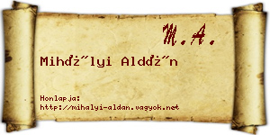 Mihályi Aldán névjegykártya